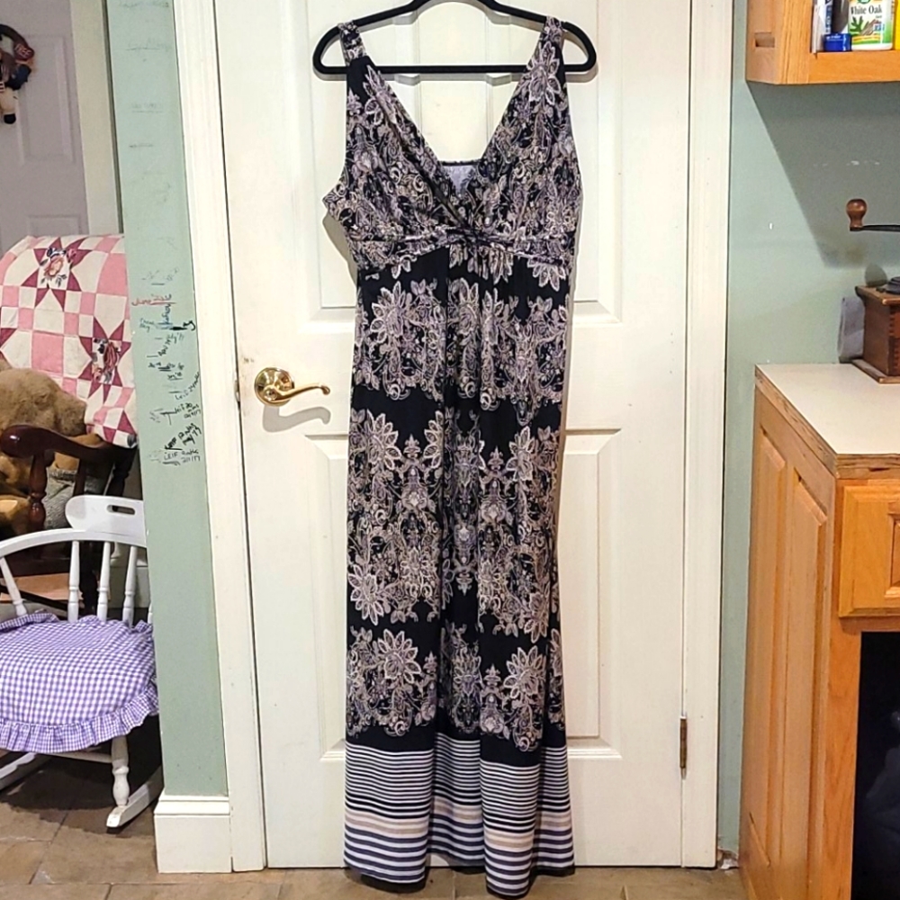 Black Tan and Cream Boho Dress